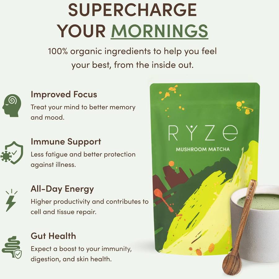 RYZE Mushroom Matcha Starter Kit USDA Organic
