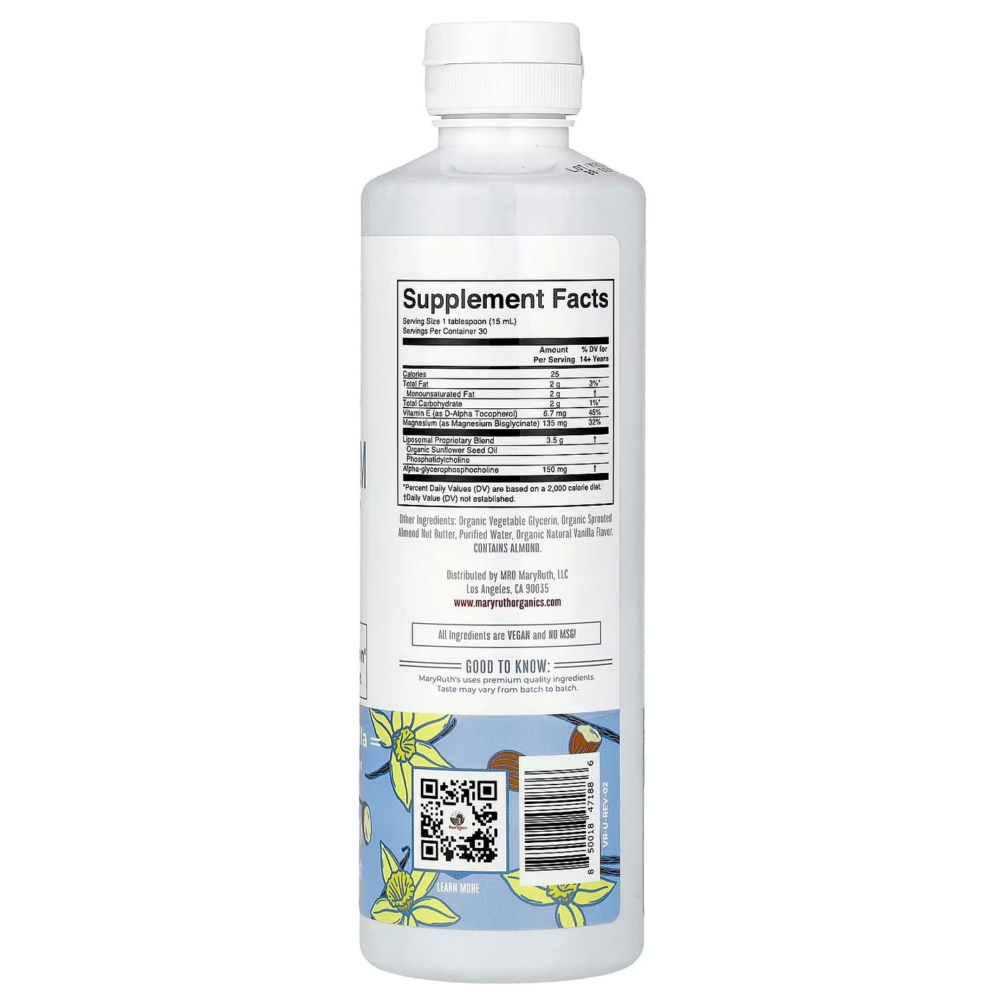 MaryRuth’s Magnesium Calm Liposomal Almond Vanilla