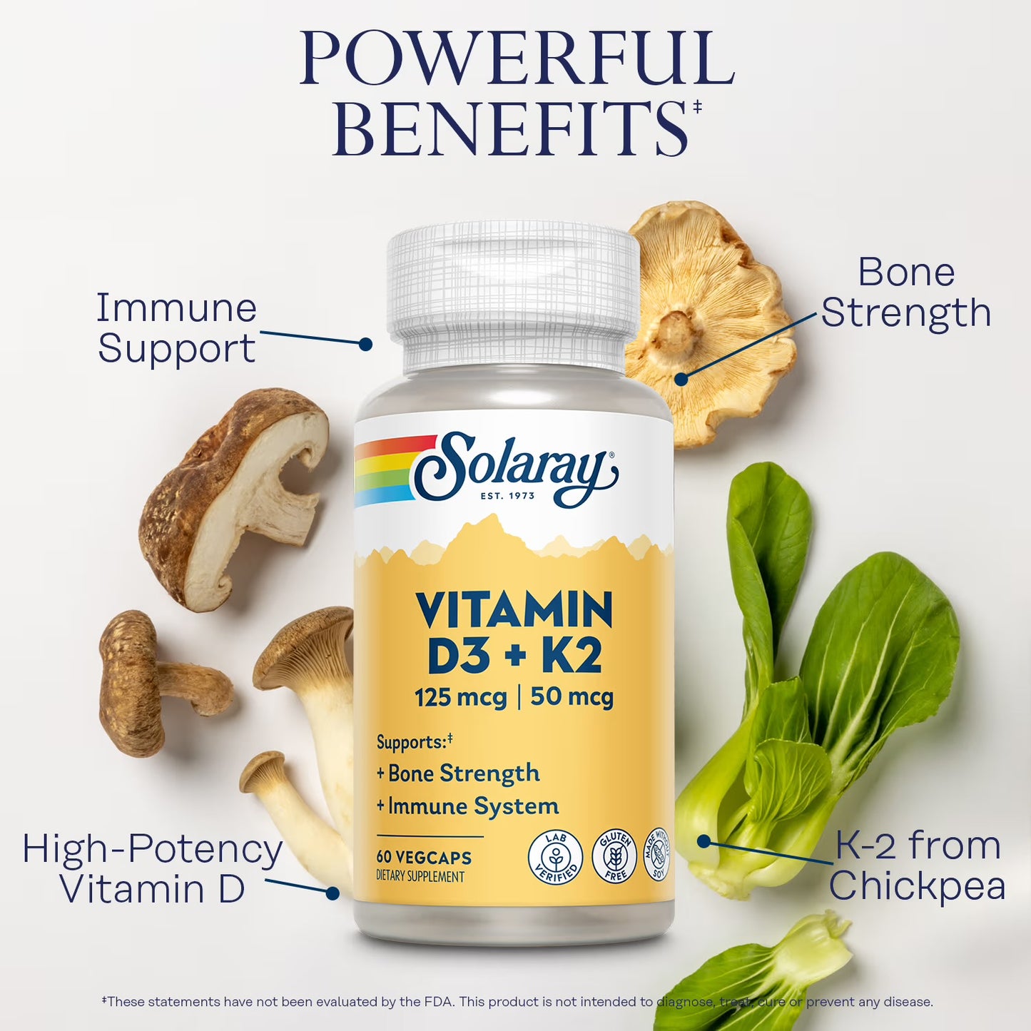 Solaray Vitamina D3 + K2